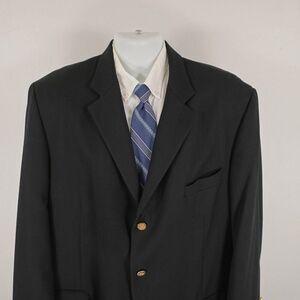 Pronto Uomo‎ Thick Textured Worsted Wool Black 3 Gold Button Blazer 48L Tag 48R